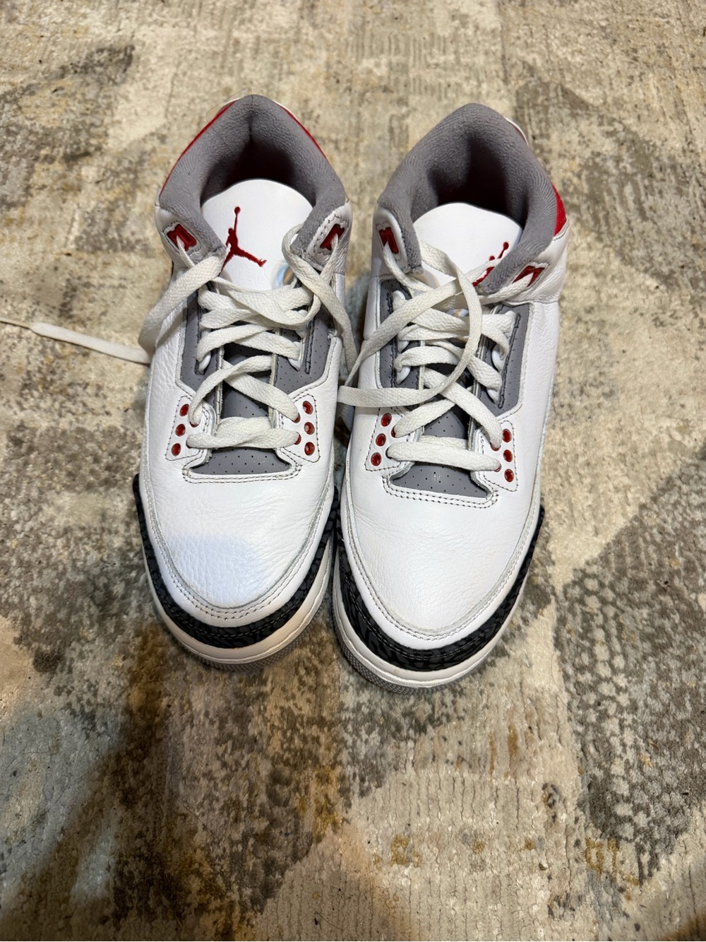 Jordan White, Gray and Red Retro Basketball Sneakers
